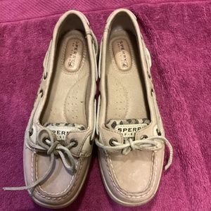 Womens Sperry Top-Sider Animal  print/Sequins Tan  lace-ups. Size 6